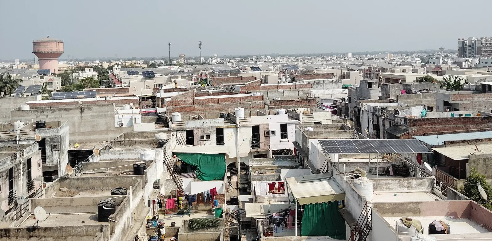 Residential buildings with rooftop solar in Mehsana, Gujarat